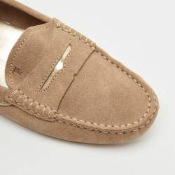 Tod's Beige/Gold Suede Penny Loafers Size 39