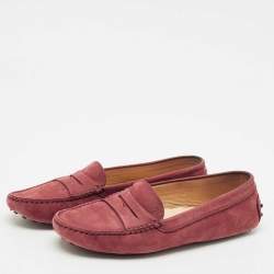Tod's Burgundy Nubuck Leather Loafers Size 37.5