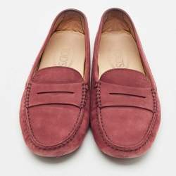 Tod's Burgundy Nubuck Leather Loafers Size 37.5