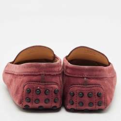 Tod's Burgundy Nubuck Leather Loafers Size 37.5