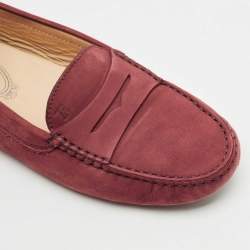 Tod's Burgundy Nubuck Leather Loafers Size 37.5