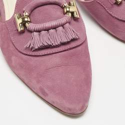 Tod's Purple Nubuck Leather Tassel Detail Mules Size 39.5