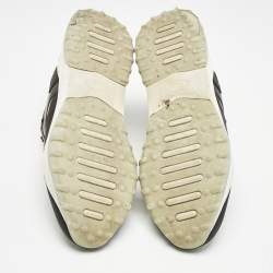 Tod's Black/Grey Perforated Leather and Patent Low Top Sneakers Size 39.5
