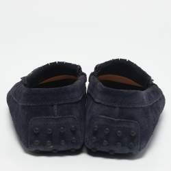 Tod's Navy Blue Suede Bit Fringe Loafers Size 39,5