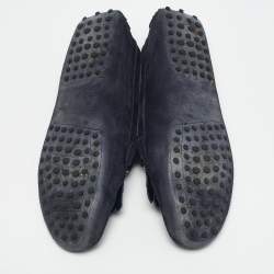 Tod's Navy Blue Suede Bit Fringe Loafers Size 39,5