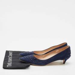 Tod's navy Blue Suede Studded Ballet Pumps Size 39.5