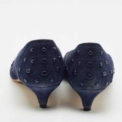 Tod's navy Blue Suede Studded Ballet Pumps Size 39.5