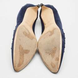 Tod's navy Blue Suede Studded Ballet Pumps Size 39.5
