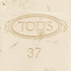 Pre Owned Tod's Navy Blue/Black Tweed and Leather Double T Flat Mules Size 37