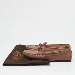 Tod's Blush Pink Leather Bow Loafers Size 39.5