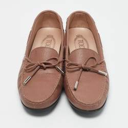 Tod's Blush Pink Leather Bow Loafers Size 39.5
