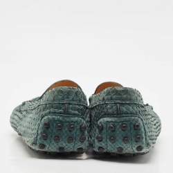 مملوكة مسبقًا Tod's Green Python Leather Slip On Loafers Size 38