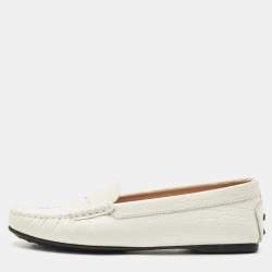 Tod's White Croc Embossed Leather Penny Slip On Loafers Size 38