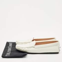 Tod's White Croc Embossed Leather Penny Slip On Loafers Size 38