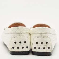 Tod's White Croc Embossed Leather Penny Slip On Loafers Size 38