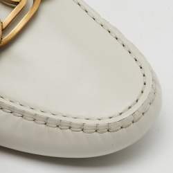 Tod's Off White Leather Chain Detail Kate Loafers Size 35.5