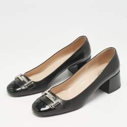 Tod's Black Leather Double T Court Loafer Pumps Size 39.5