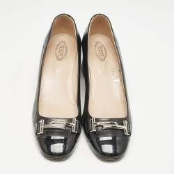 Tod's Black Leather Double T Court Loafer Pumps Size 39.5