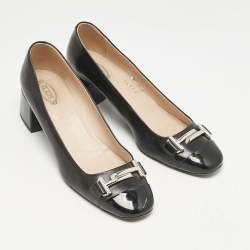 Tod's Black Leather Double T Court Loafer Pumps Size 39.5