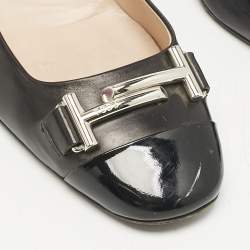 Tod's Black Leather Double T Court Loafer Pumps Size 39.5