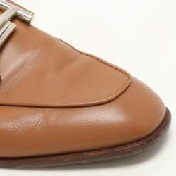 Tod's Brown Leather Double T Flat Mules Size 38.5
