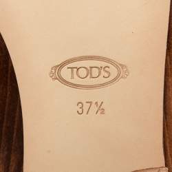 Tod's Brown Corduroy Fabric Chain Detail Flat Mules Size 37.5