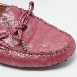 Tod's Metallic Pink Leather Bow Slip On Loafers Size 38