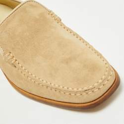 Pre Owned Tod's Beige Suede Slip On Smoking Slippers Size 38