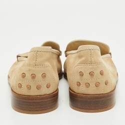 Pre Owned Tod's Beige Suede Slip On Smoking Slippers Size 38