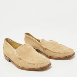 Pre Owned Tod's Beige Suede Slip On Smoking Slippers Size 38