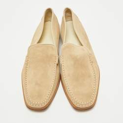 Pre Owned Tod's Beige Suede Slip On Smoking Slippers Size 38