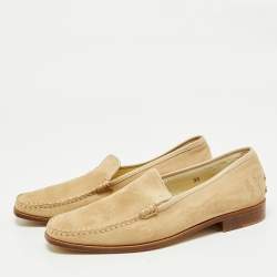 Pre Owned Tod's Beige Suede Slip On Smoking Slippers Size 38