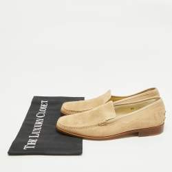 Pre Owned Tod's Beige Suede Slip On Smoking Slippers Size 38