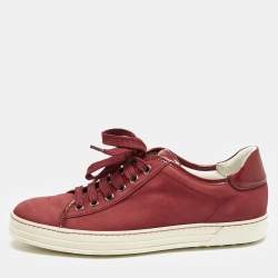 Tod's Burgundy Nubuck and Patent Leather Low Top Sneakers Size 39