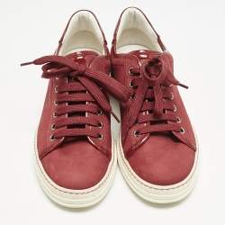 Tod's Burgundy Nubuck and Patent Leather Low Top Sneakers Size 39