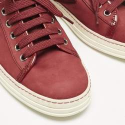 Tod's Burgundy Nubuck and Patent Leather Low Top Sneakers Size 39
