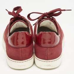 Tod's Burgundy Nubuck and Patent Leather Low Top Sneakers Size 39