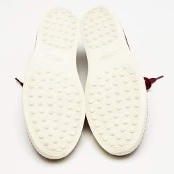 Tod's Burgundy Nubuck and Patent Leather Low Top Sneakers Size 39
