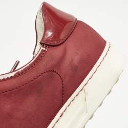 Tod's Burgundy Nubuck and Patent Leather Low Top Sneakers Size 39