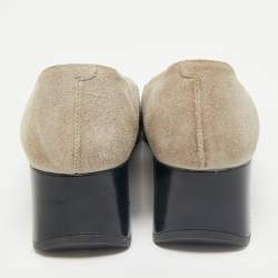 Tod's Navy Grey/Black Suede and Leather Double T Court Loafer Pumps Size 37.5