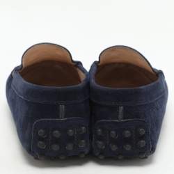 Tod's Navy Blue Suede Studded Slip On Loafers Size 36