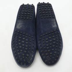 Tod's Navy Blue Suede Studded Slip On Loafers Size 36