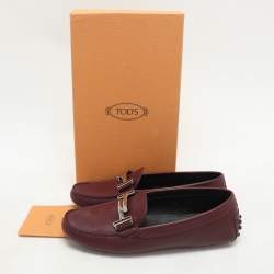 Tod's Burgundy Leather Loafers Size 36