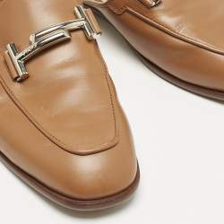 Tod's Brown Leather Double T Flat Mules Size 39