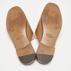 Tod's Brown Leather Double T Flat Mules Size 39