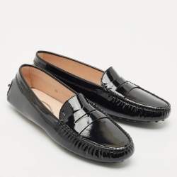 Tod's Black Patent Leather Penny Penny Loafers Size 39