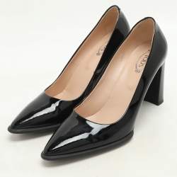 Pre Owned Tod's Black Patent Leather Pointed Toe Pumps Size 38