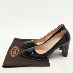 Pre Owned Tod's Black Patent Leather Pointed Toe Pumps Size 38