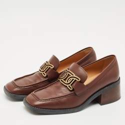 Pre Owned Tod's Brown Leather Kate Loafers Size 38
