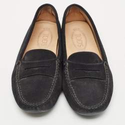 Tod's Black Suede Slip On Loafers Size 38